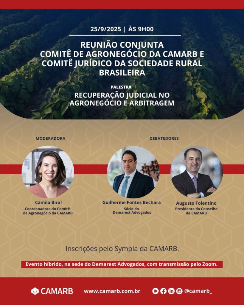 Reunião conjunta do Comitê de Agronegócio da CAMARB com o Comitê Jurídico da Sociedade Rural Brasileira