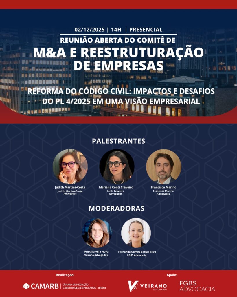 Reunião Aberta do Comitê de M&A e Reestruturação de Empresas da CAMARB